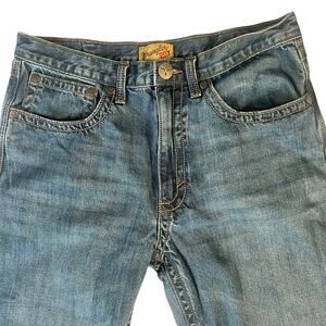 Wrangler 20X Premium Denim Jeans Medium Wash Straight Leg Leather Patch 34x22